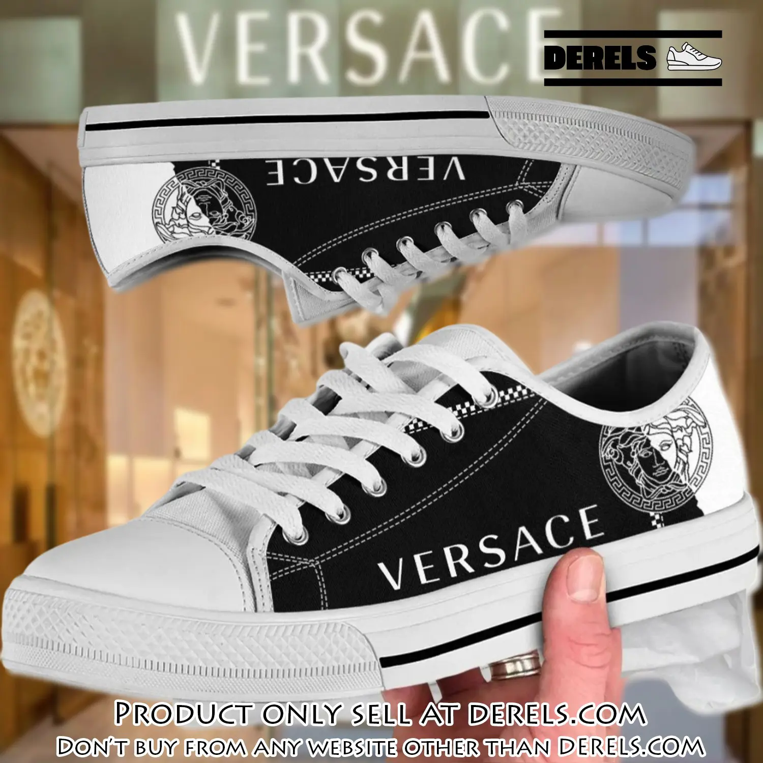 Versace black white medusa low top canvas shoes luxury brand gifts for men women dr2033311